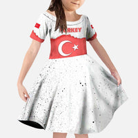 Turkey Flag Map Red and White Family Matching Off The Shoulder Long Sleeve Dress and Hawaiian Shirt with National Symbol