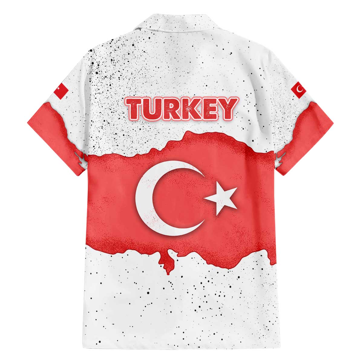Turkey Flag Map Red and White Family Matching Off The Shoulder Long Sleeve Dress and Hawaiian Shirt with National Symbol