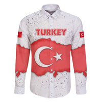 Turkey Flag Map Red and White Family Matching Off The Shoulder Long Sleeve Dress and Hawaiian Shirt with National Symbol