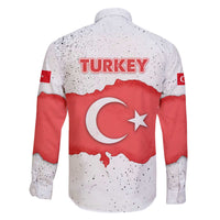 Turkey Flag Map Red and White Family Matching Off The Shoulder Long Sleeve Dress and Hawaiian Shirt with National Symbol