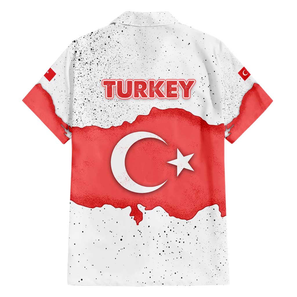 Turkey Flag Map Red and White Family Matching Off Shoulder Short Dress and Hawaiian Shirt with National Symbol