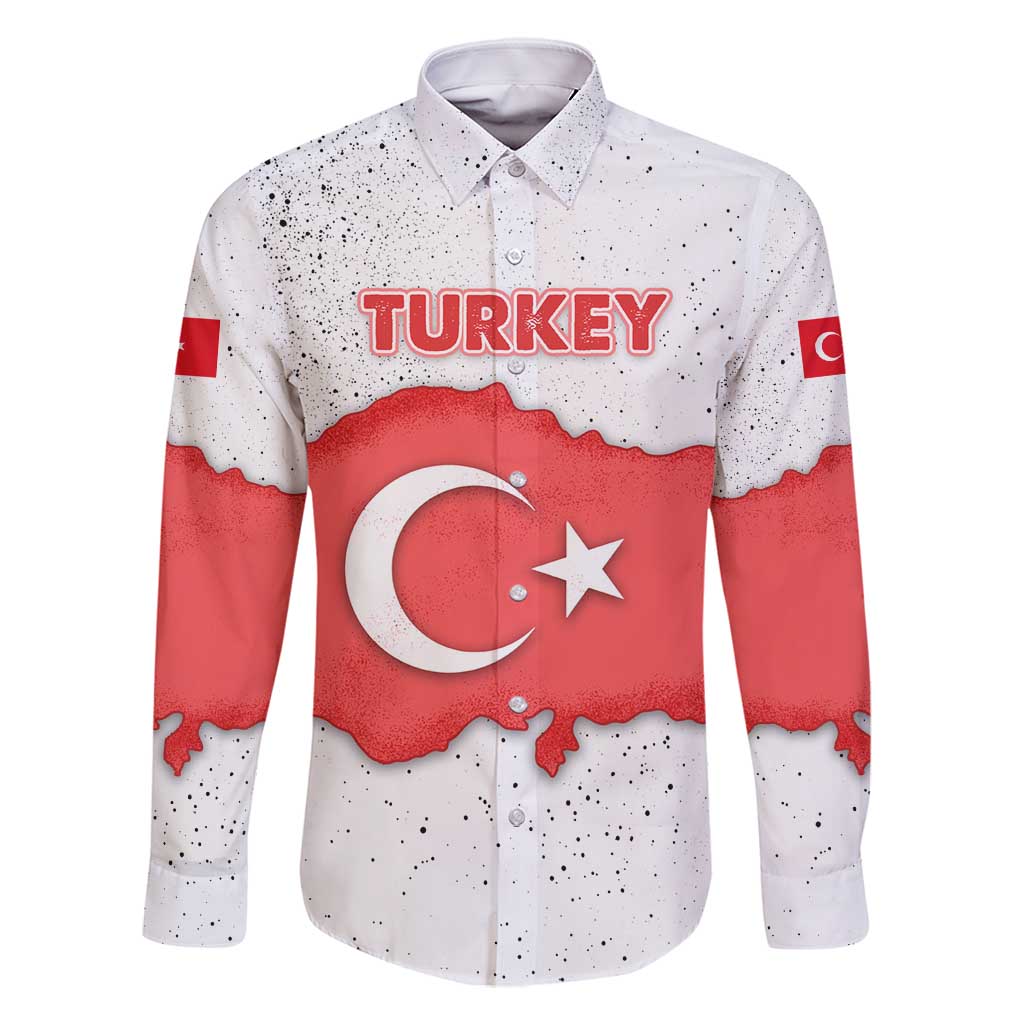 Turkey Flag Map Red and White Family Matching Off Shoulder Short Dress and Hawaiian Shirt with National Symbol