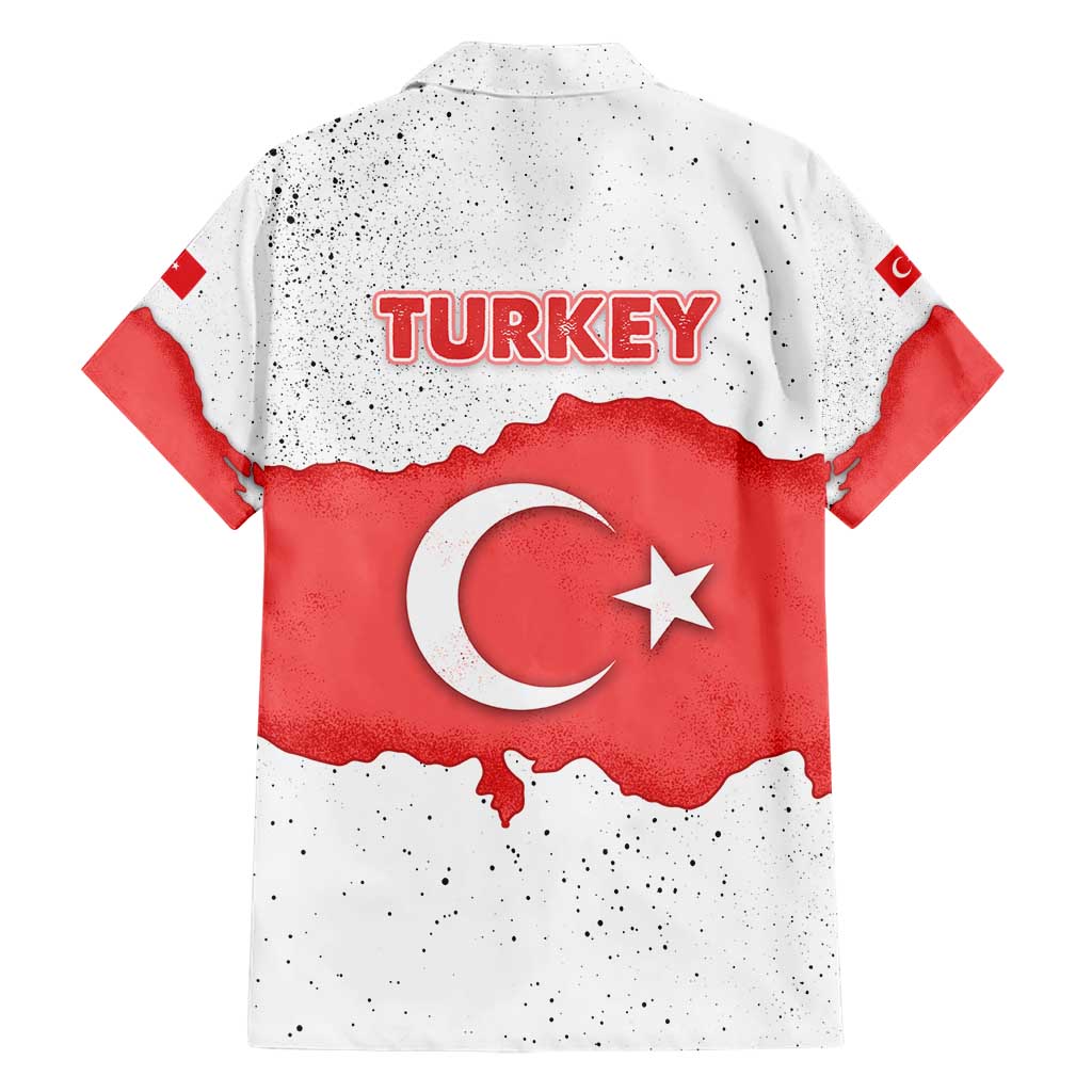 Turkey Flag Map Red and White Family Matching Short Sleeve Bodycon Dress and Hawaiian Shirt with National Symbol