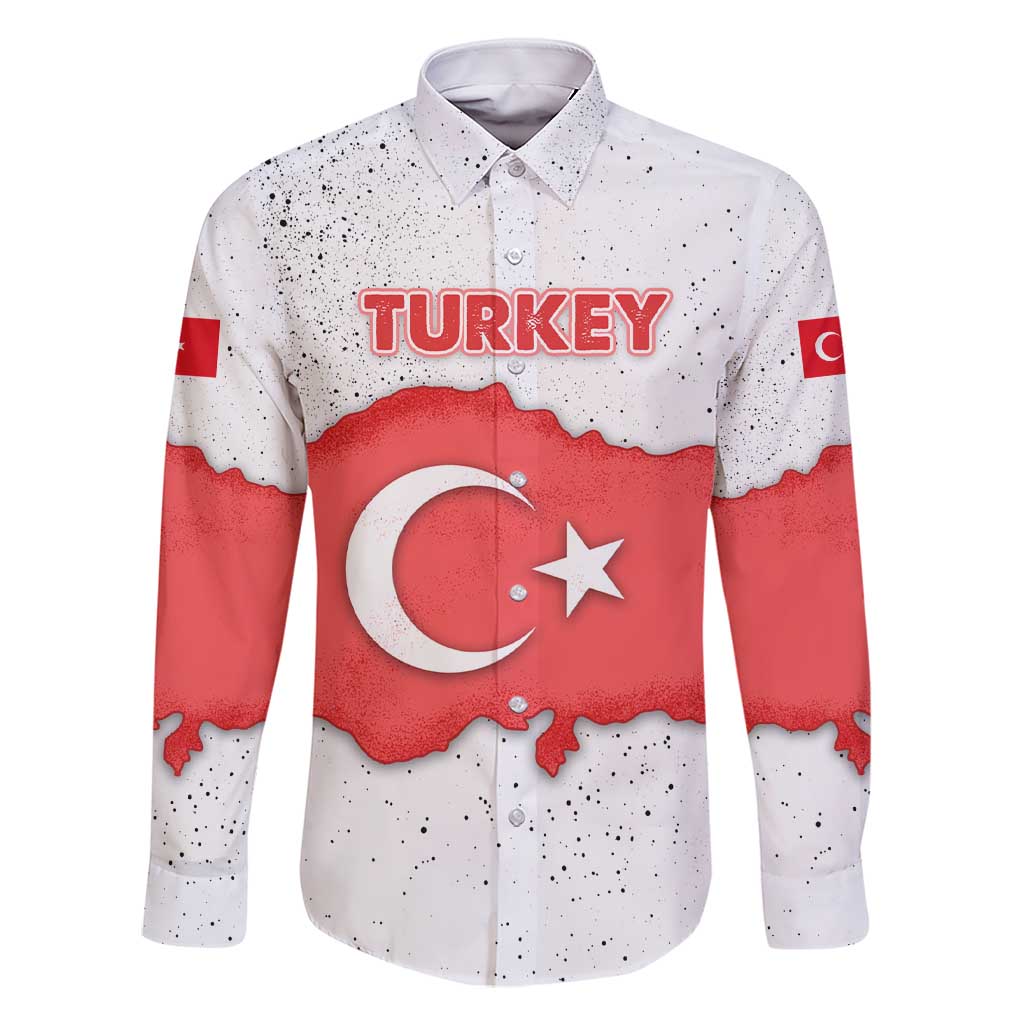 Turkey Flag Map Red and White Family Matching Short Sleeve Bodycon Dress and Hawaiian Shirt with National Symbol