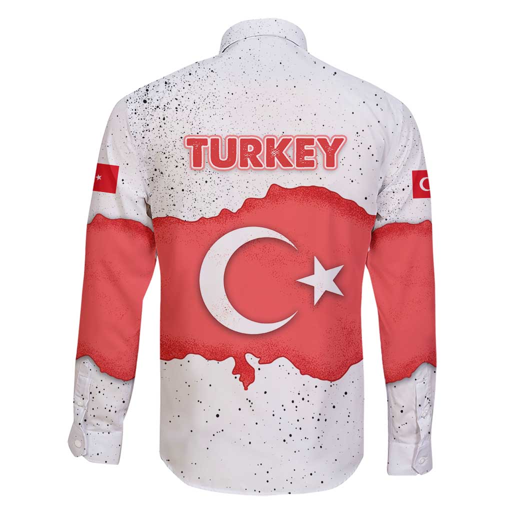 Turkey Flag Map Red and White Family Matching Short Sleeve Bodycon Dress and Hawaiian Shirt with National Symbol