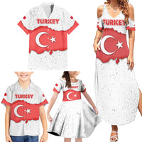 Turkey Flag Map Red and White Family Matching Summer Maxi Dress and Hawaiian Shirt with National Symbol