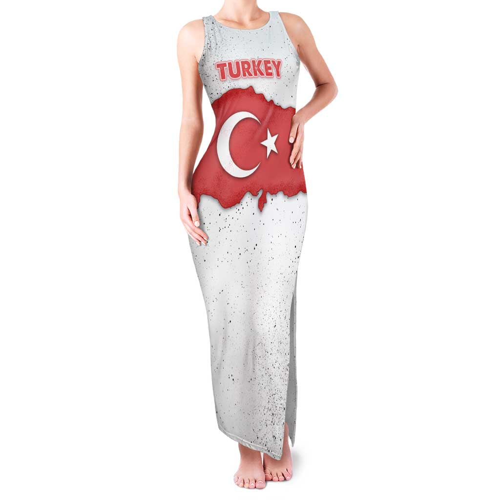 Turkey Flag Map Red and White Family Matching Tank Maxi Dress and Hawaiian Shirt with National Symbol