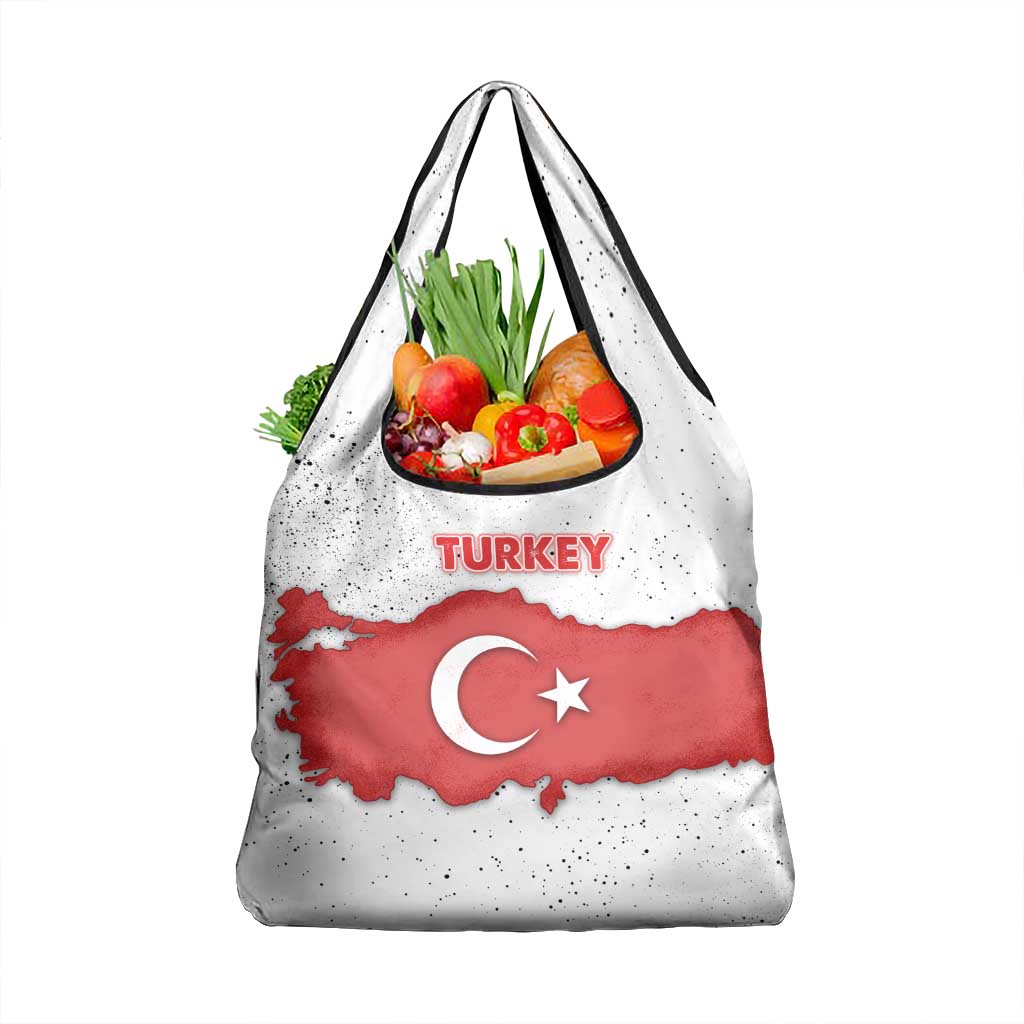 Turkey Flag Map Red and White Grocery Bag with National Symbol