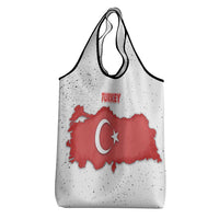 Turkey Flag Map Red and White Grocery Bag with National Symbol