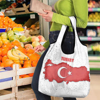 Turkey Flag Map Red and White Grocery Bag with National Symbol