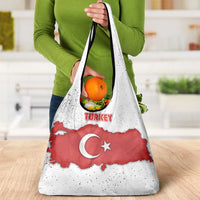 Turkey Flag Map Red and White Grocery Bag with National Symbol