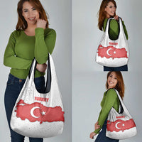 Turkey Flag Map Red and White Grocery Bag with National Symbol
