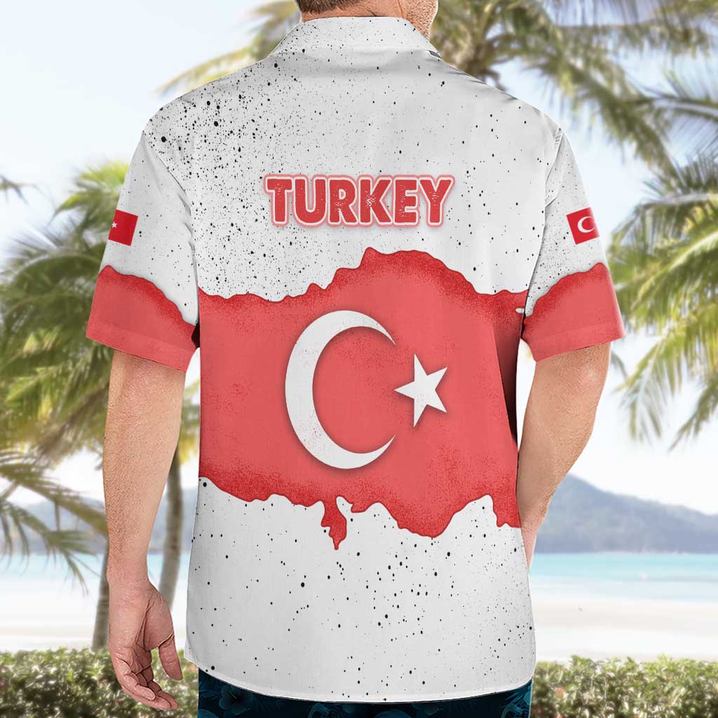 Turkey Flag Map Red and White Hawaiian Shirt with National Symbol