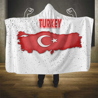 Turkey Flag Map Red and White Hooded Blanket with National Symbol