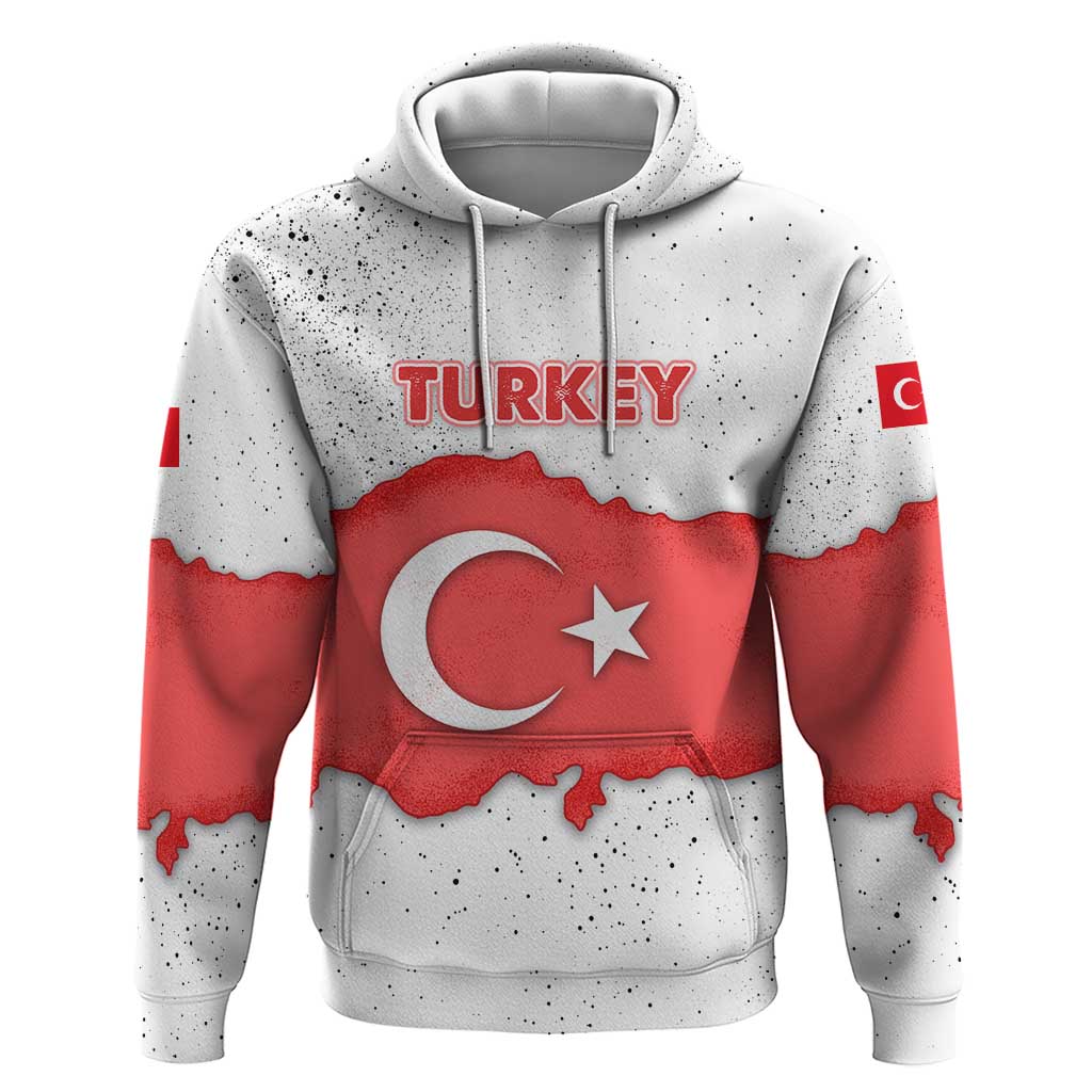 Turkey Flag Map Red and White Hoodie with National Symbol