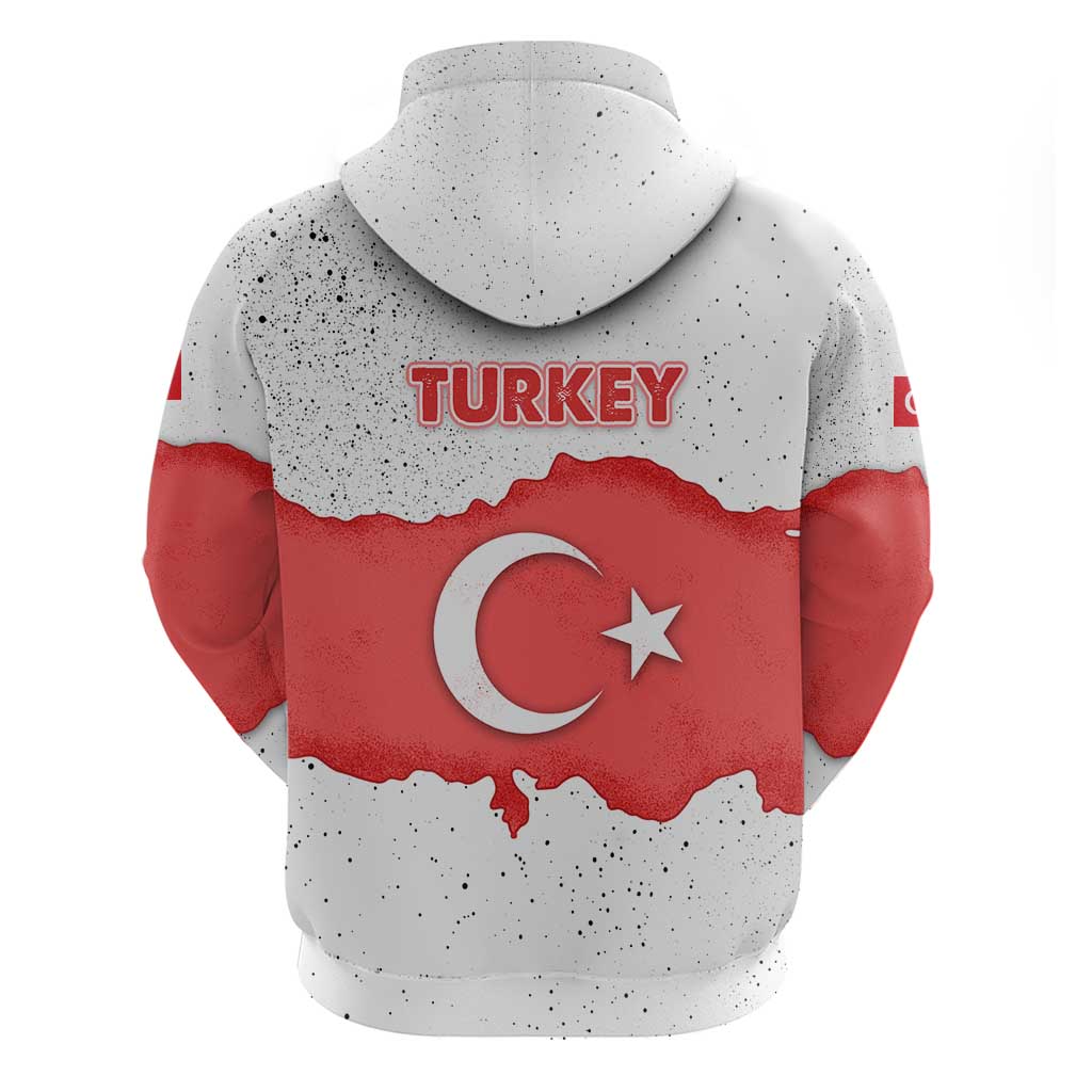 Turkey Flag Map Red and White Hoodie with National Symbol