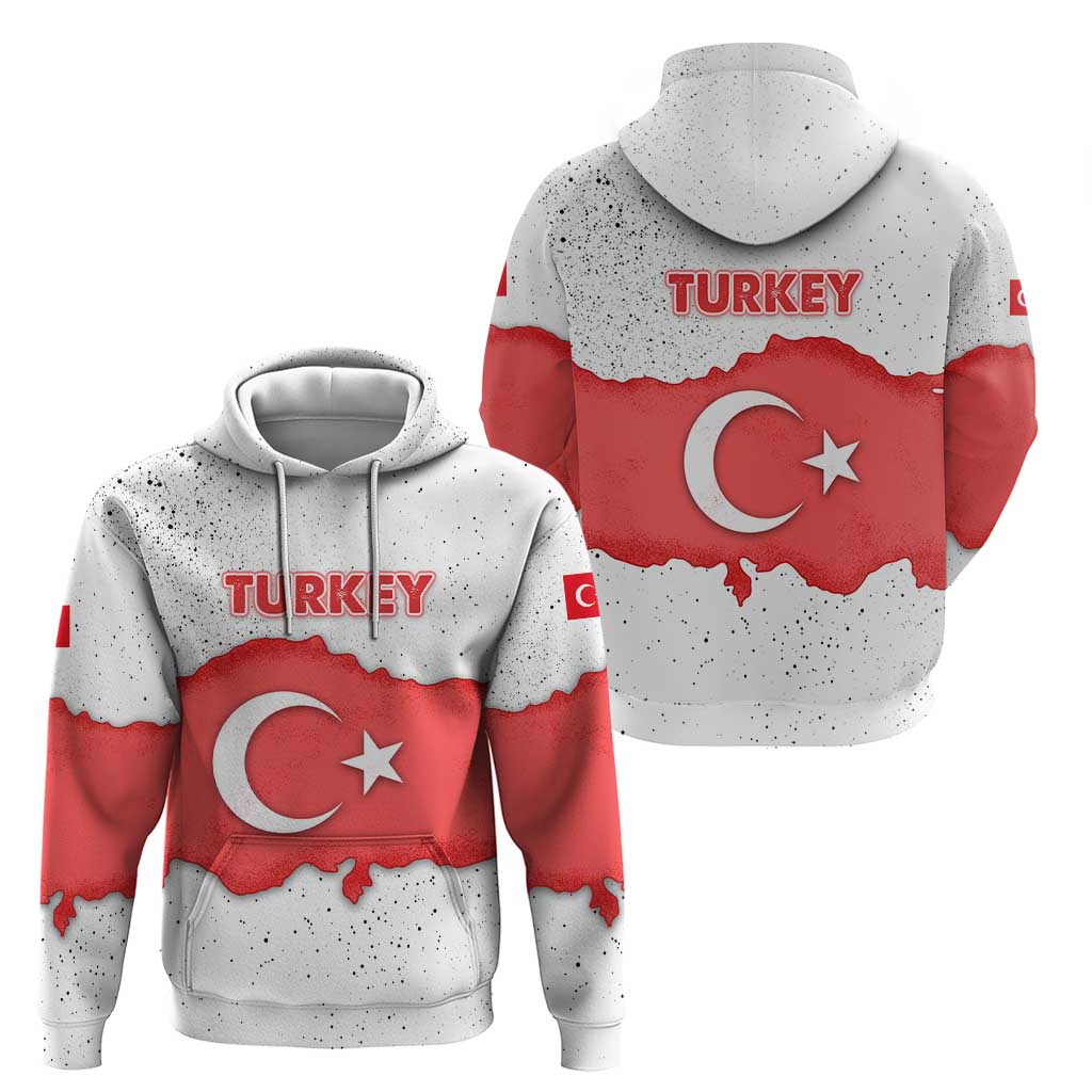 Turkey Flag Map Red and White Hoodie with National Symbol