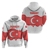 Turkey Flag Map Red and White Hoodie with National Symbol