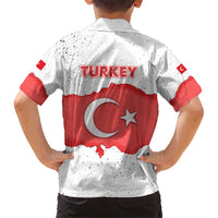 Turkey Flag Map Red and White Kid Hawaiian Shirt with National Symbol