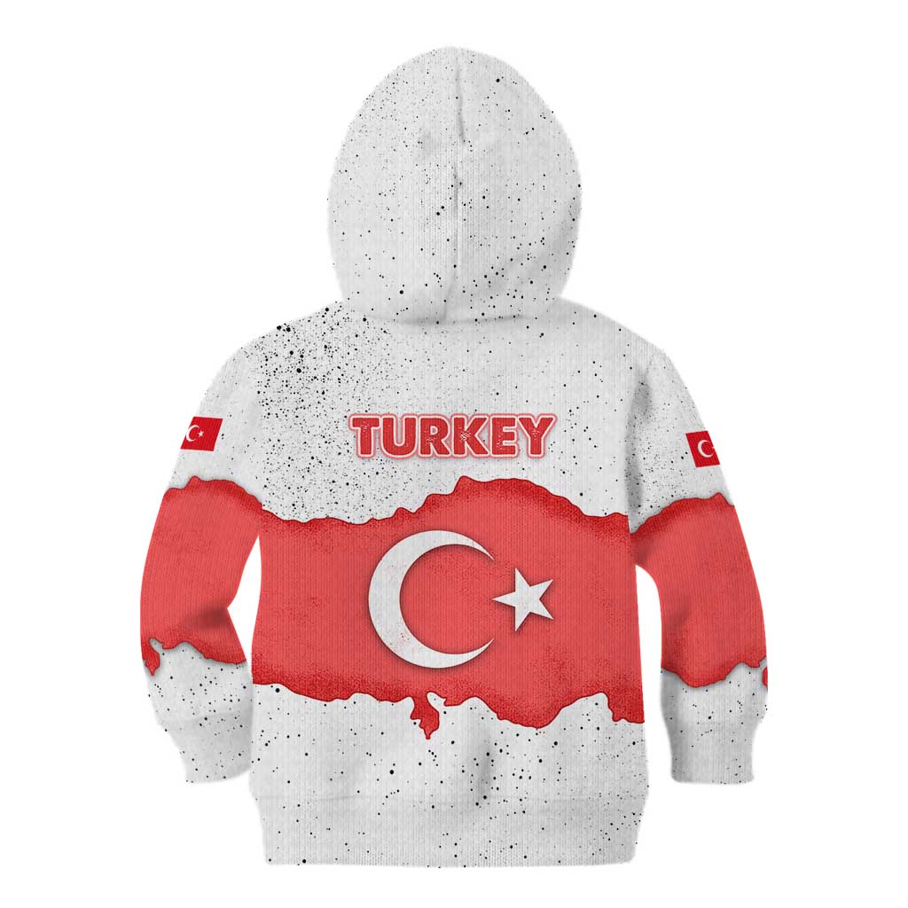 Turkey Flag Map Red and White Kid Hoodie with National Symbol