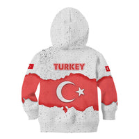 Turkey Flag Map Red and White Kid Hoodie with National Symbol