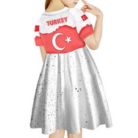 Turkey Flag Map Red and White Kid Short Sleeve Dress with National Symbol