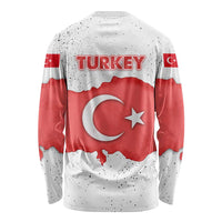 Turkey Flag Map Red and White Long Sleeve Shirt with National Symbol