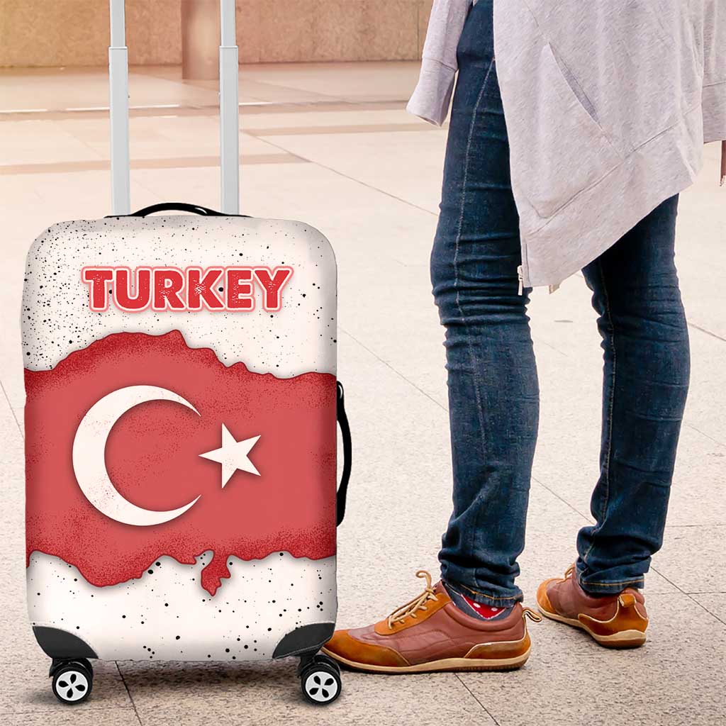 Turkey Flag Map Red and White Luggage Cover with National Symbol
