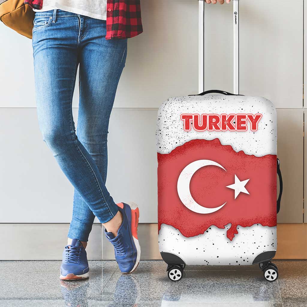 Turkey Flag Map Red and White Luggage Cover with National Symbol