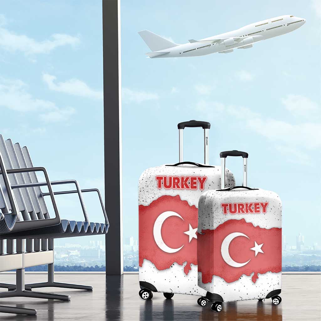 Turkey Flag Map Red and White Luggage Cover with National Symbol