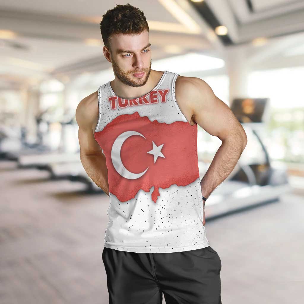 Turkey Flag Map Red and White Men Tank Top with National Symbol