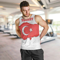 Turkey Flag Map Red and White Men Tank Top with National Symbol