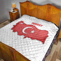 Turkey Flag Map Red and White Quilt with National Symbol