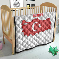 Turkey Flag Map Red and White Quilt with National Symbol
