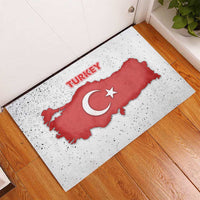 Turkey Flag Map Red and White Rubber Doormat with National Symbol