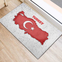Turkey Flag Map Red and White Rubber Doormat with National Symbol