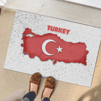 Turkey Flag Map Red and White Rubber Doormat with National Symbol