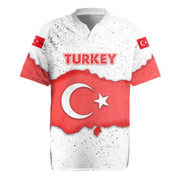 Turkey Flag Map Red and White Rugby Jersey with National Symbol