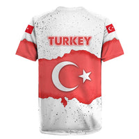 Turkey Flag Map Red and White Rugby Jersey with National Symbol