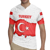 Turkey Flag Map Red and White Rugby Jersey with National Symbol