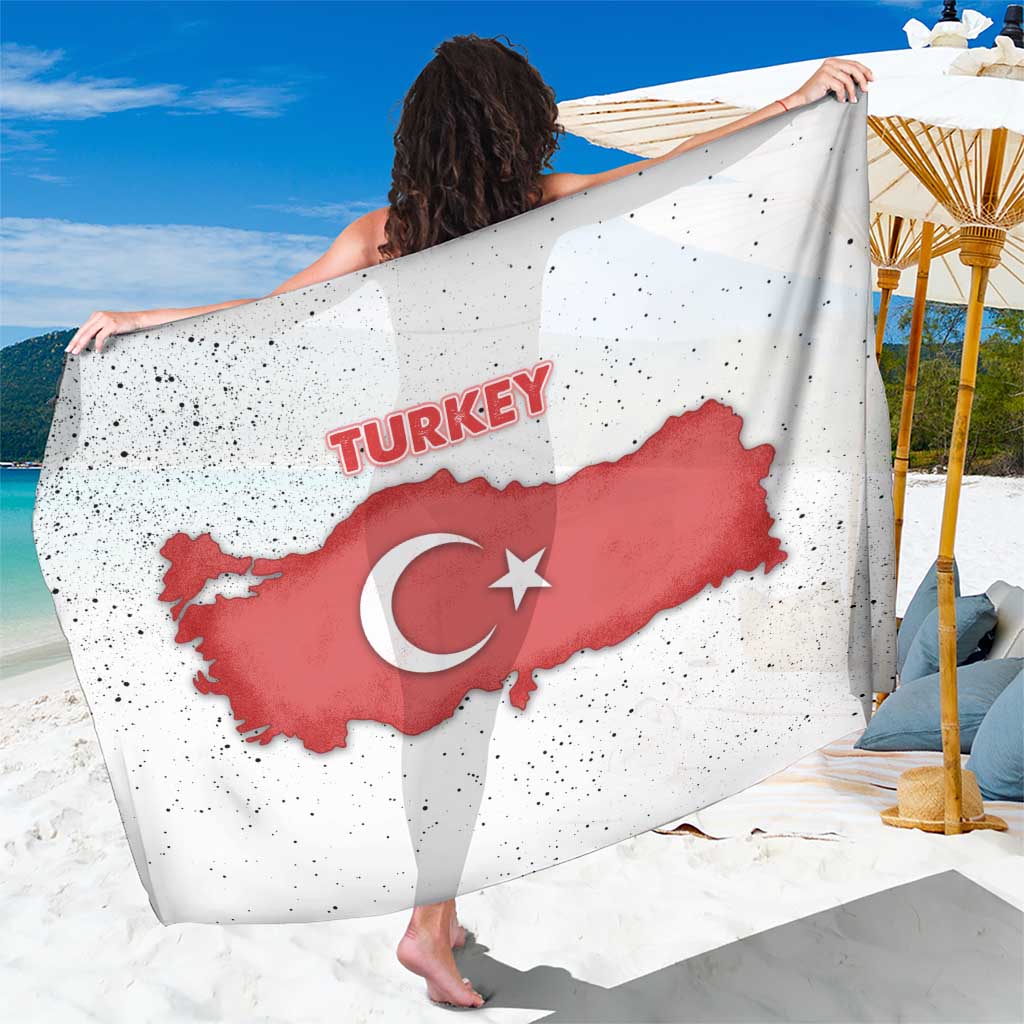 Turkey Flag Map Red and White Sarong with National Symbol