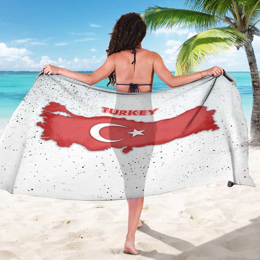 Turkey Flag Map Red and White Sarong with National Symbol