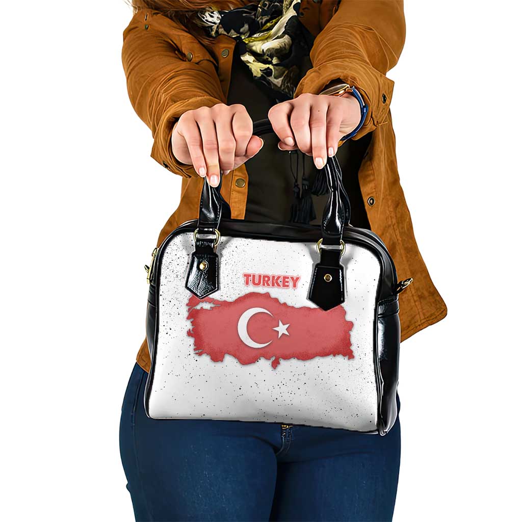 Turkey Flag Map Red and White Shoulder Handbag with National Symbol