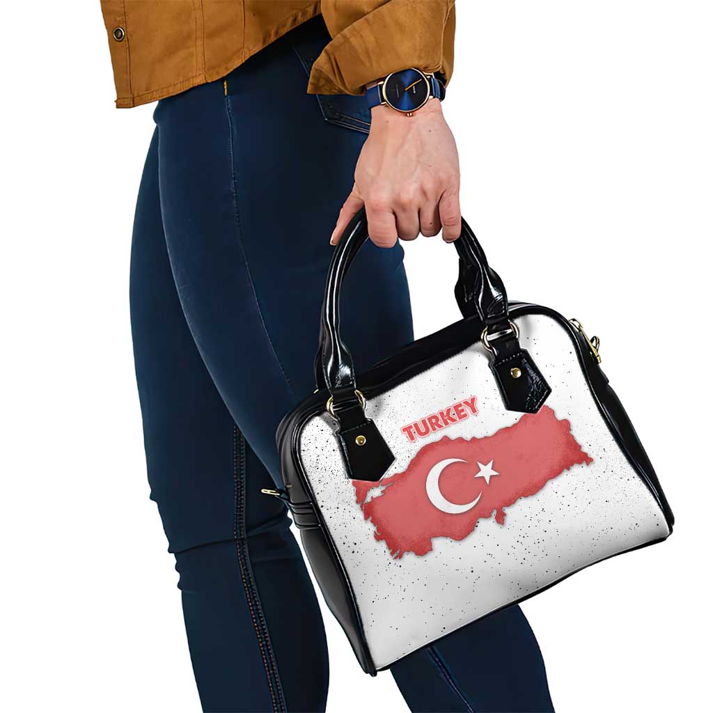 Turkey Flag Map Red and White Shoulder Handbag with National Symbol