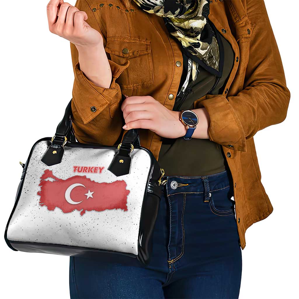 Turkey Flag Map Red and White Shoulder Handbag with National Symbol