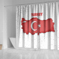Turkey Flag Map Red and White Shower Curtain with National Symbol