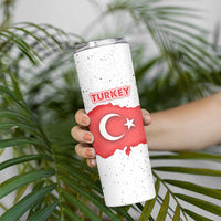 Turkey Flag Map Red and White Skinny Tumbler with National Symbol