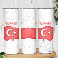 Turkey Flag Map Red and White Skinny Tumbler with National Symbol