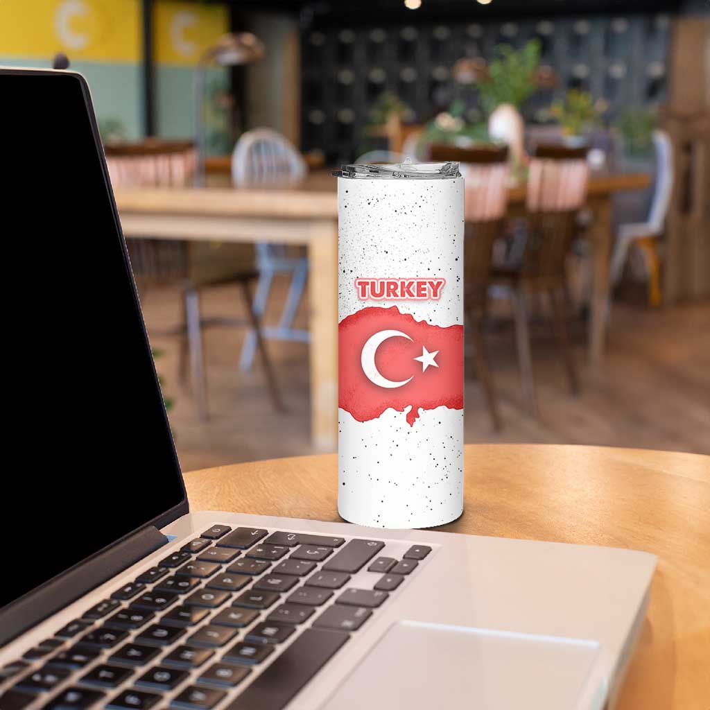 Turkey Flag Map Red and White Skinny Tumbler with National Symbol