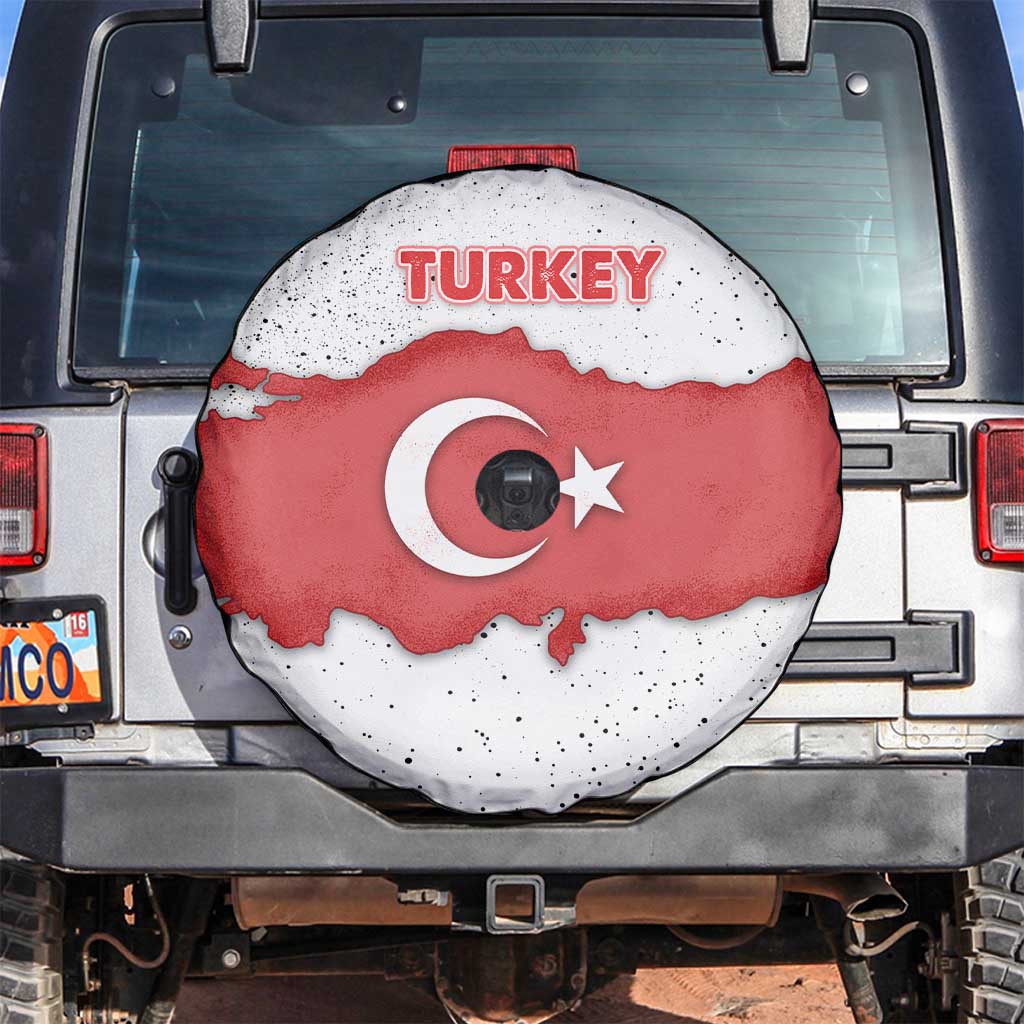 Turkey Flag Map Red and White Spare Tire Cover with National Symbol